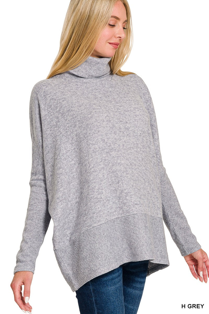 Brushed Melange Hacci Turtleneck Sweater