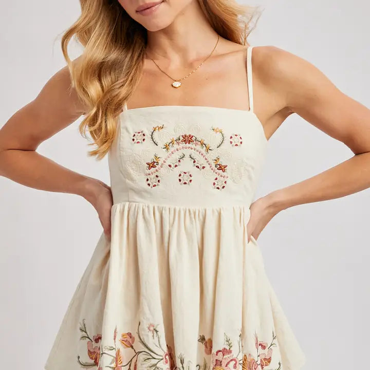 Floral Embroidered Peplum Top