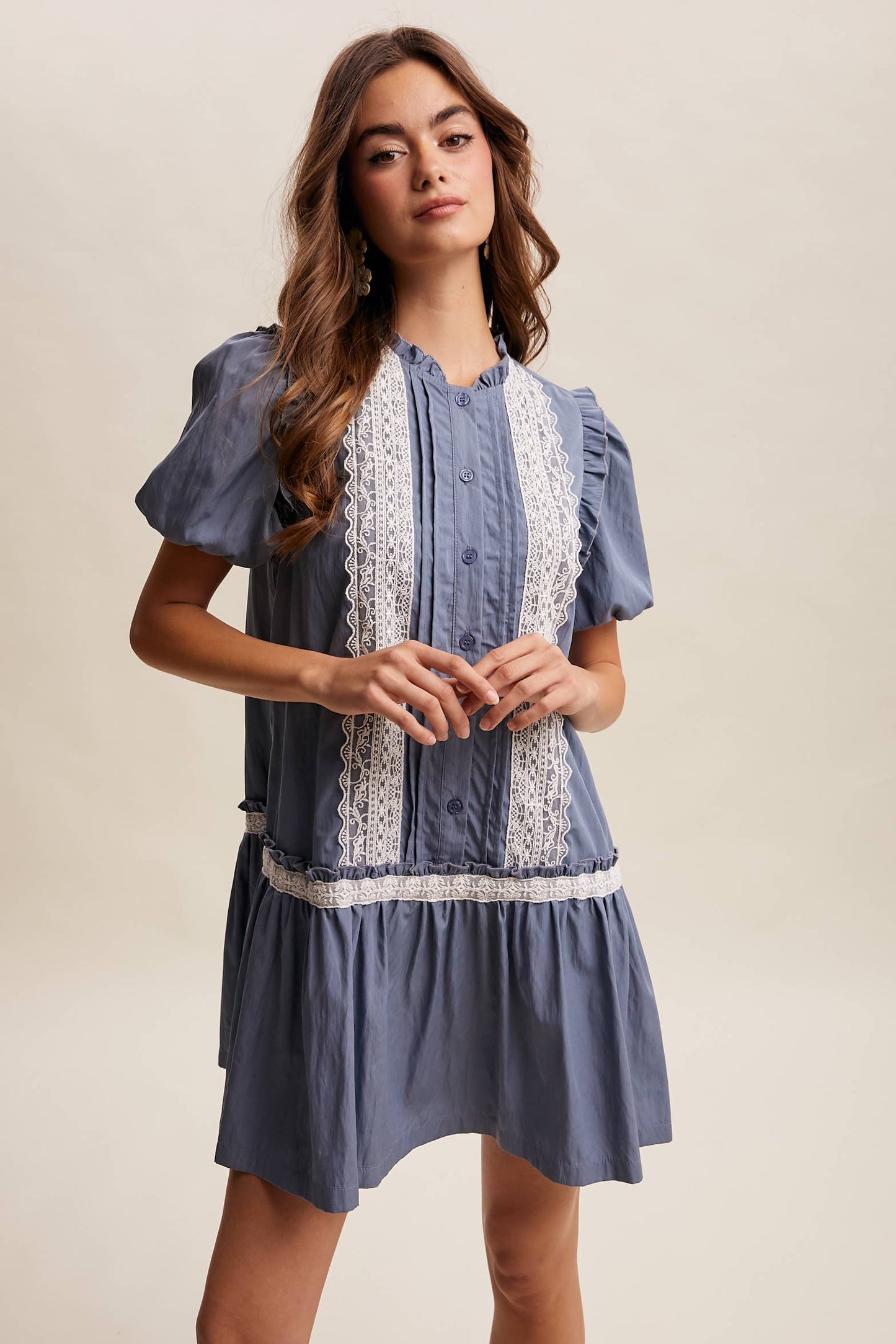 Lace Trimmed Babydoll Dress