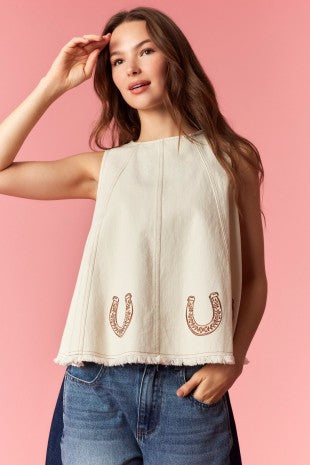 Horseshoe Denim Top