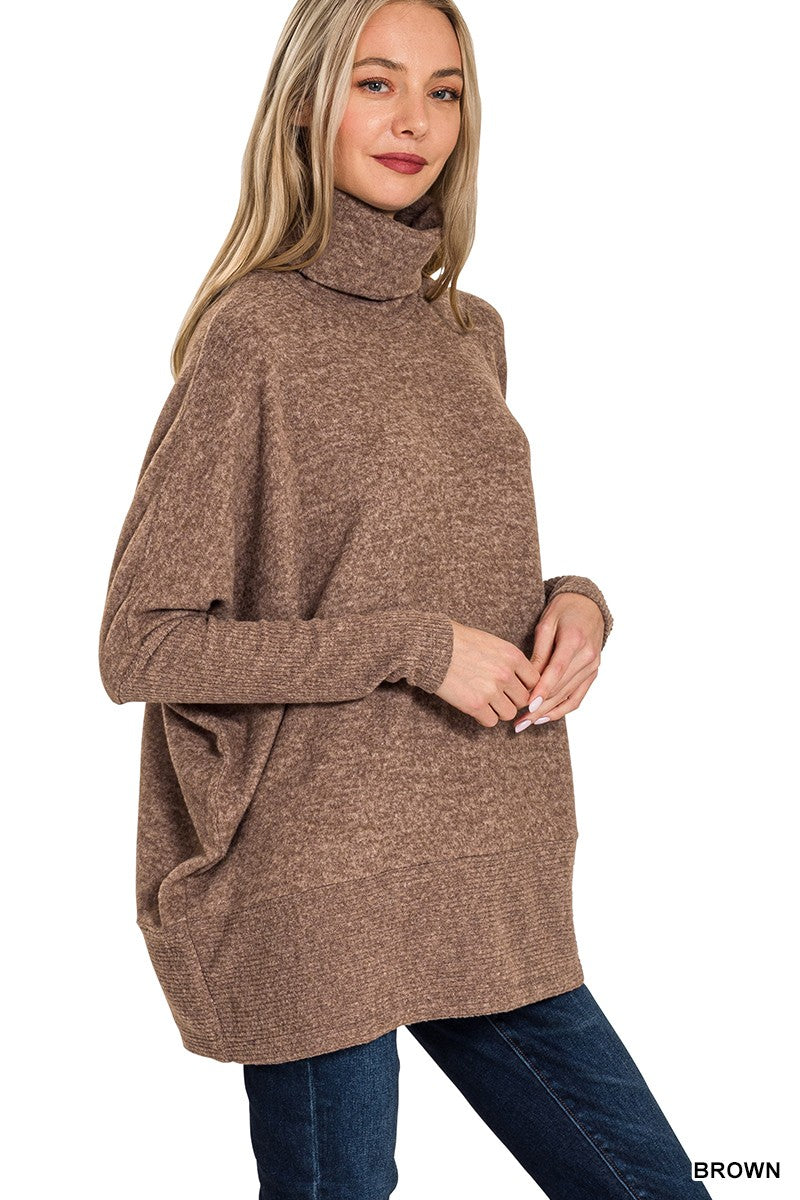 Brushed Melange Hacci Turtleneck Sweater