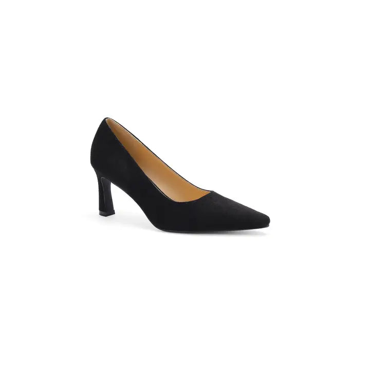 Beast Fashion Trendy Pointed Mid Heel Pump - Black