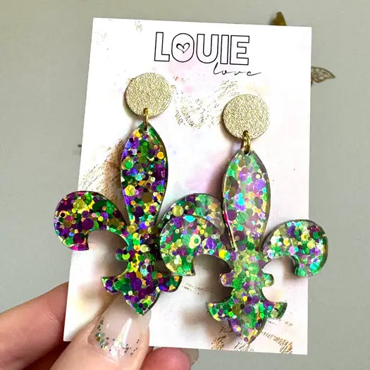Acrylic MG Fleur De Lis Earrings