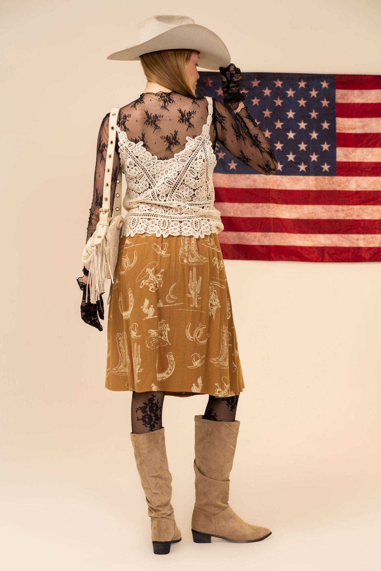 Western Linen Button Up Skirt