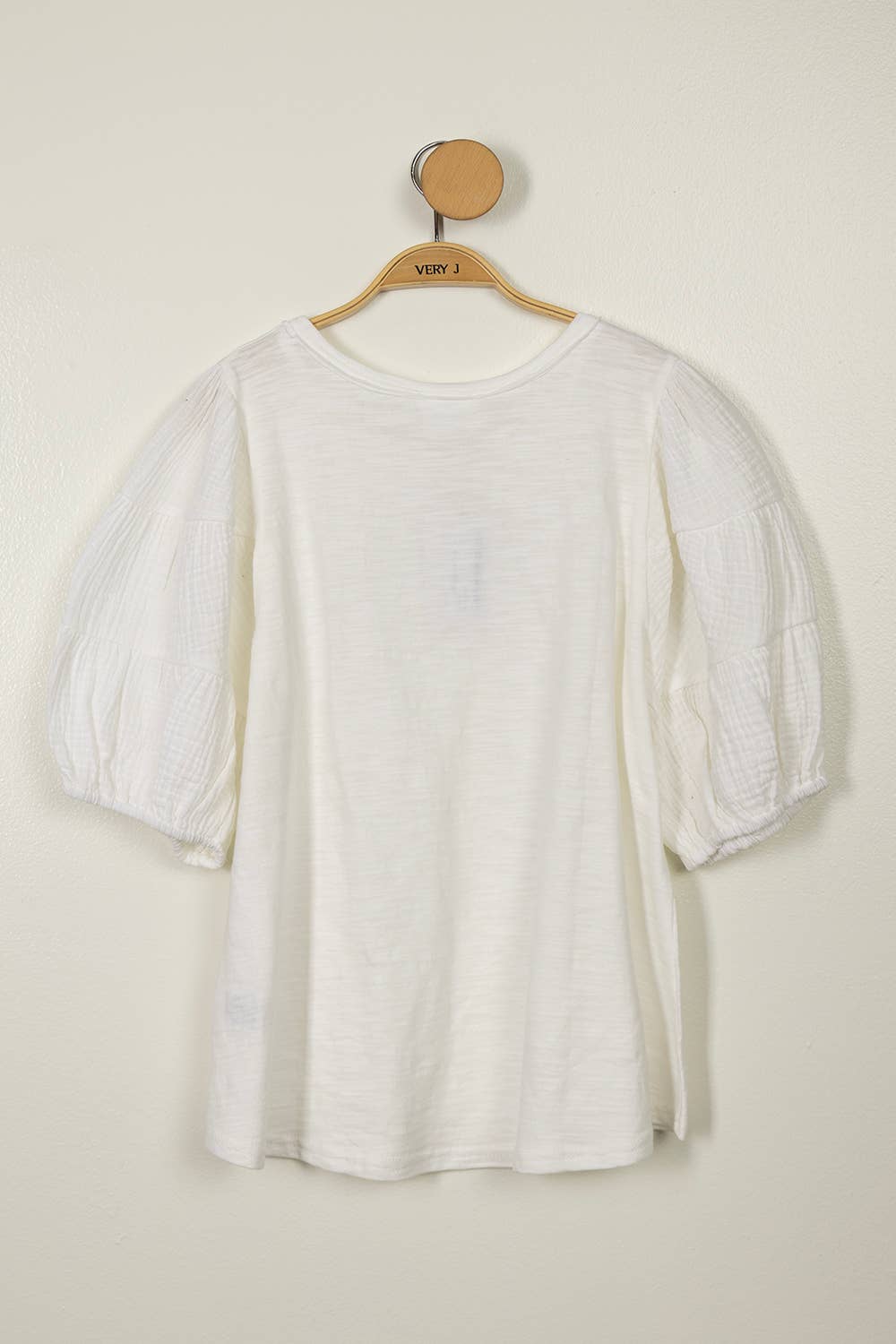 Mineral Washed Puff Sleeve Top