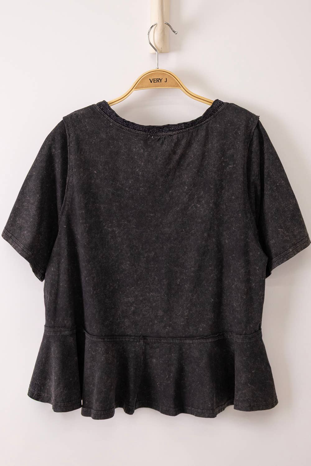 Mineral Washed V-Neck Girly Top