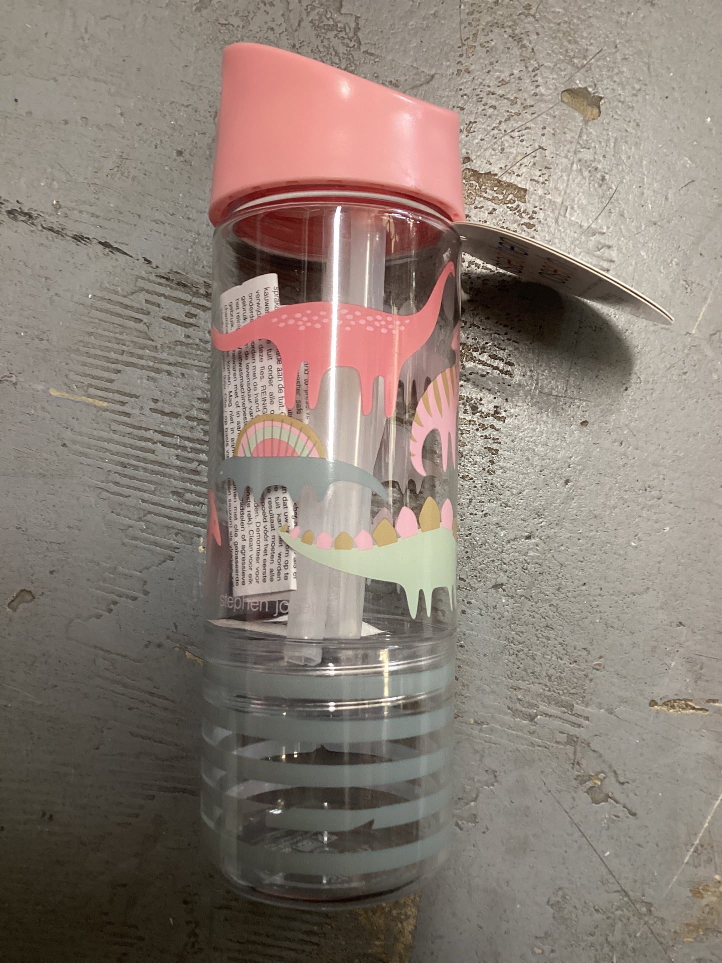 Sip & Snack Bottle-Pink Dino