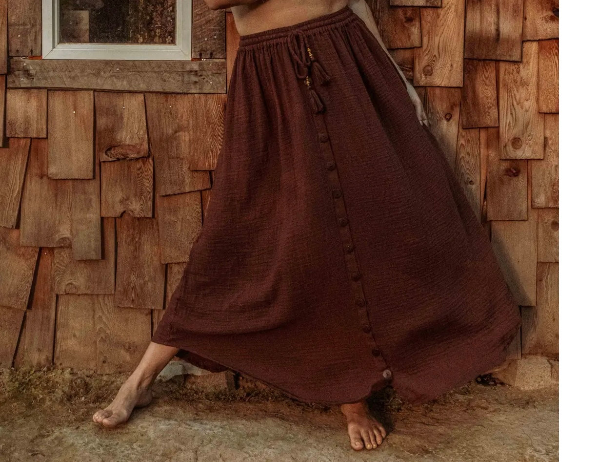 Boho Button Maxi Skirt