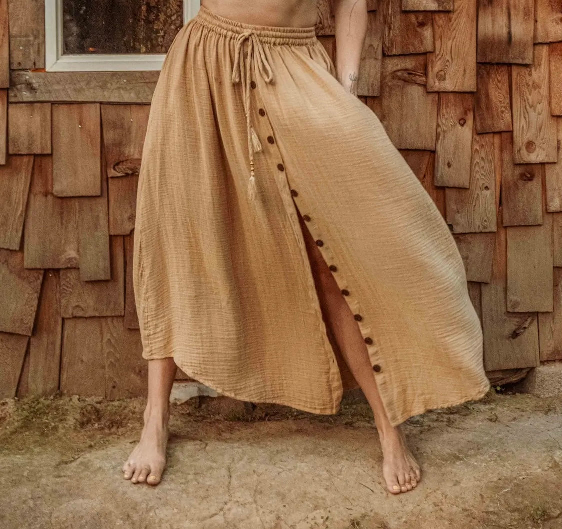 Boho Button Maxi Skirt