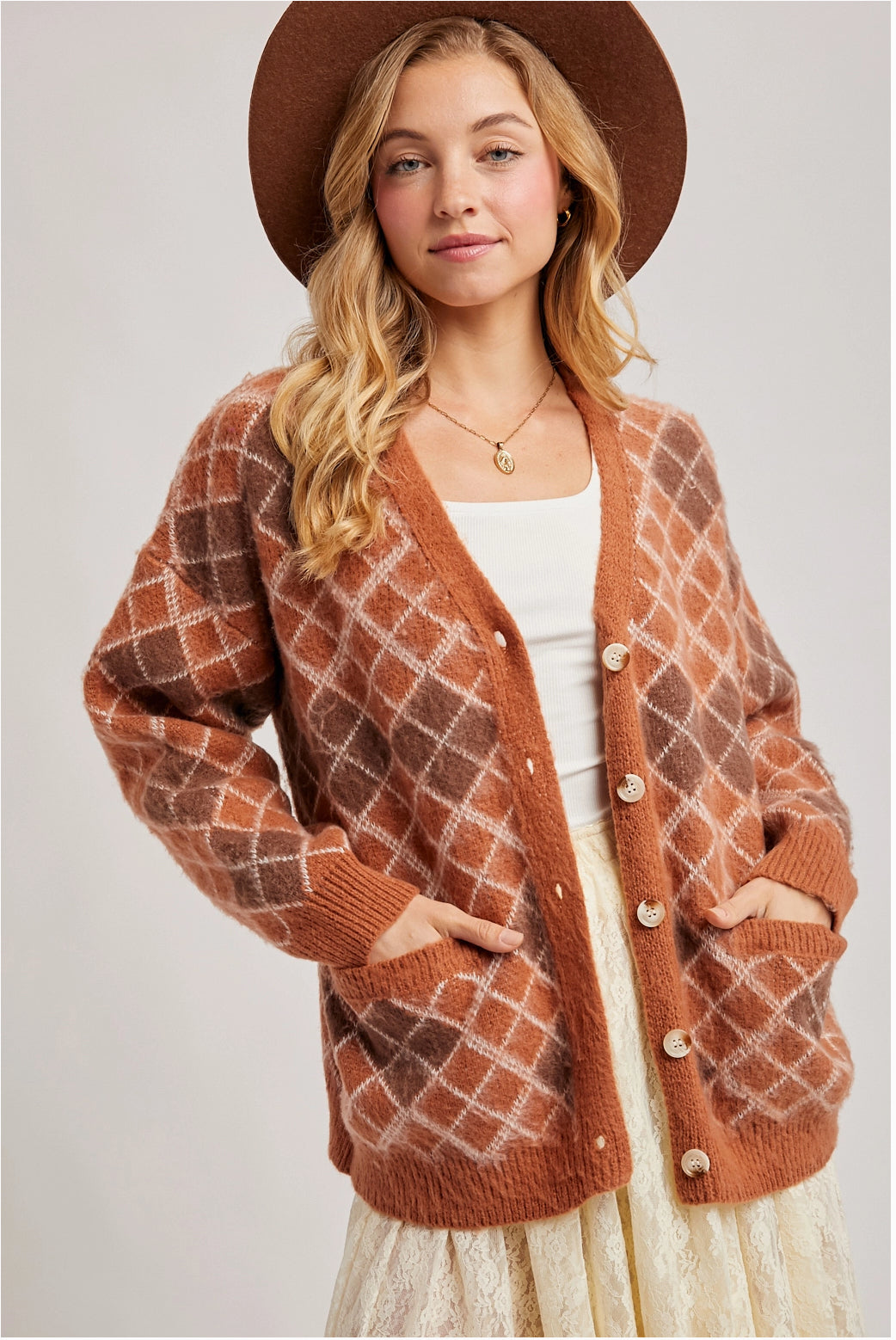 Argyle Button Cardigan