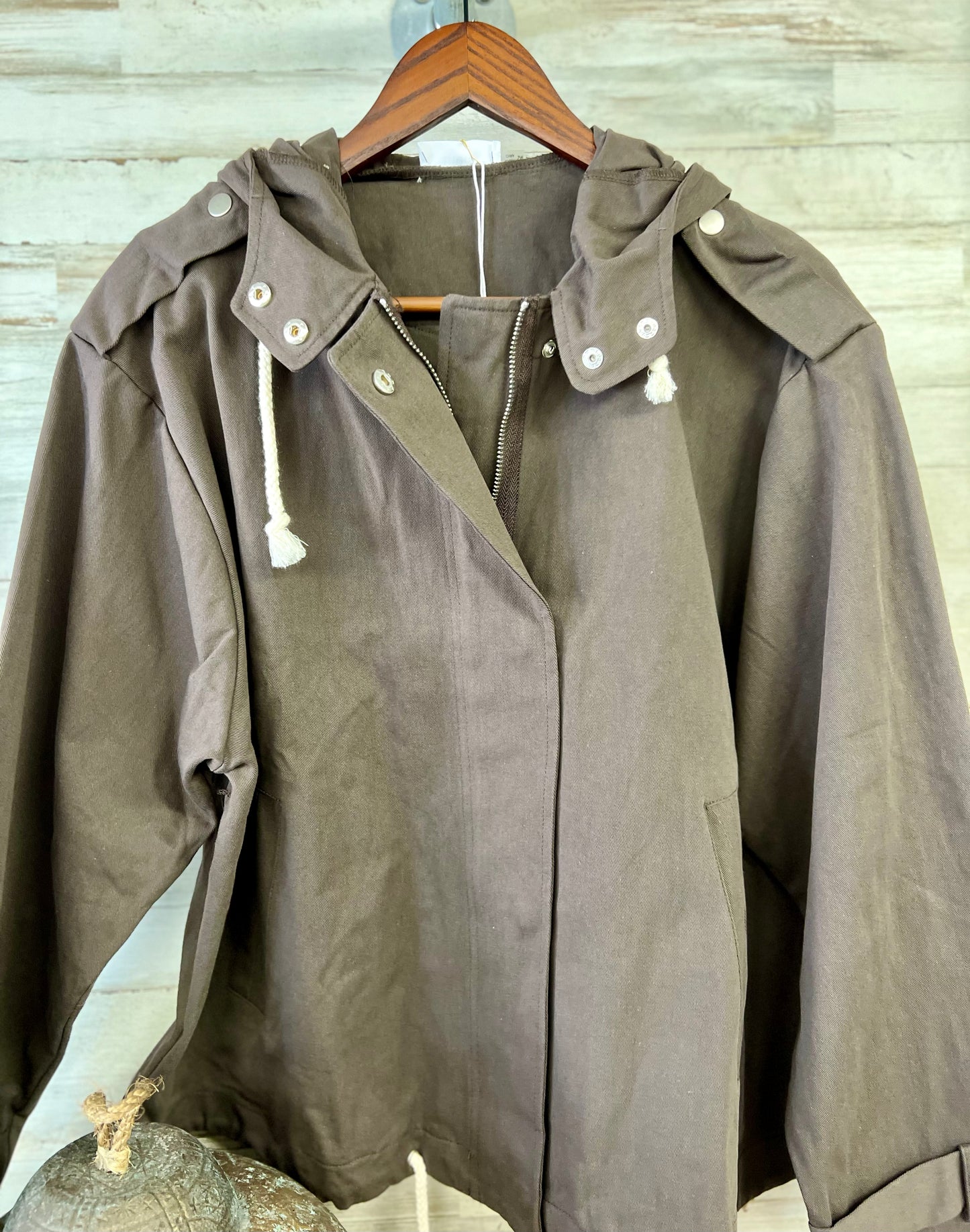 Hooded Drawstring Statement Jacket