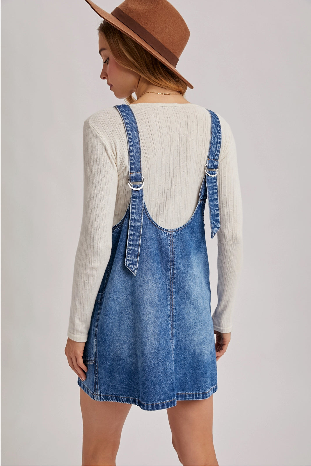 Denim Open Back Overall Dress