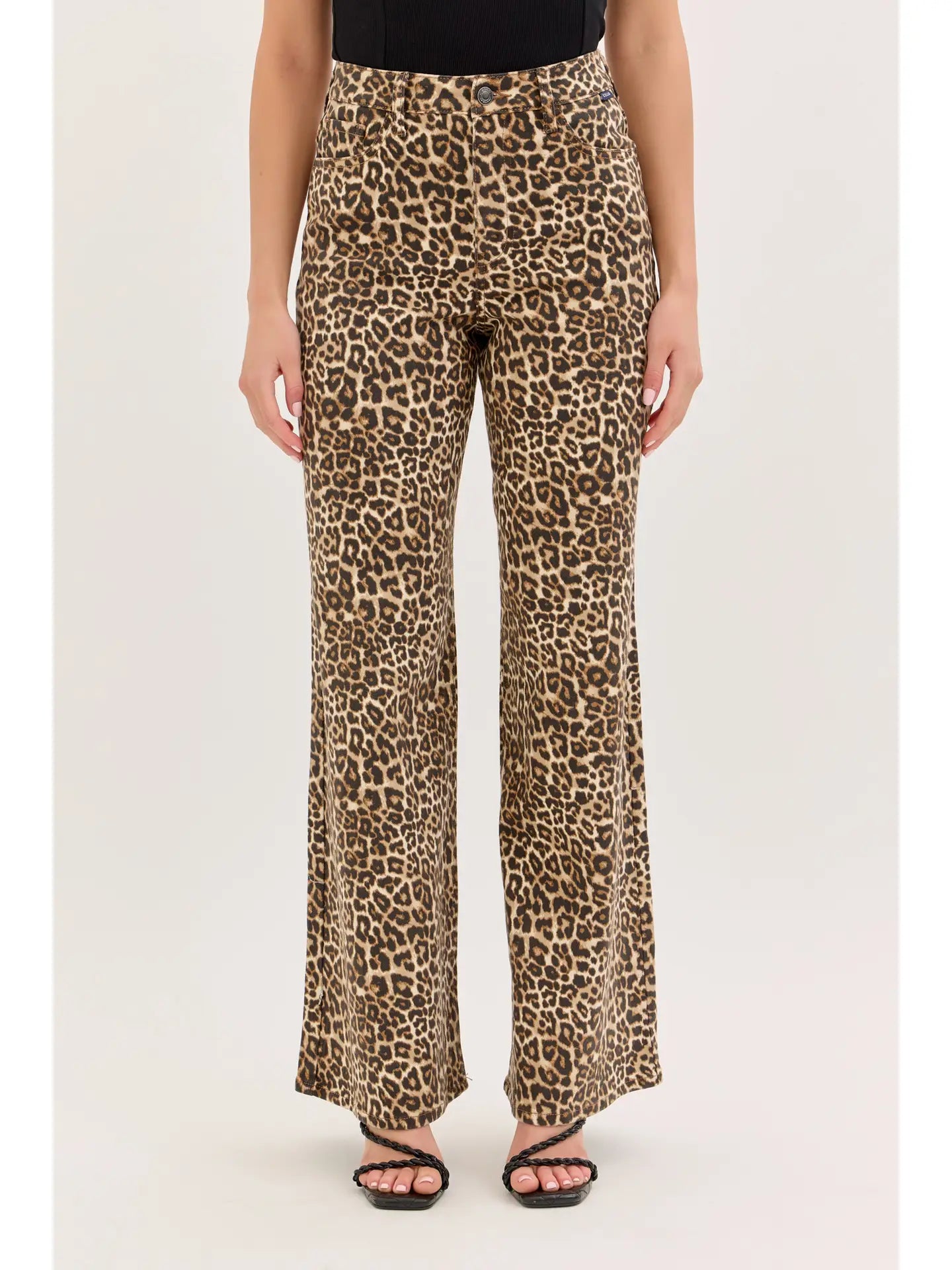 Leopard High Rise Wide Leg Jeans