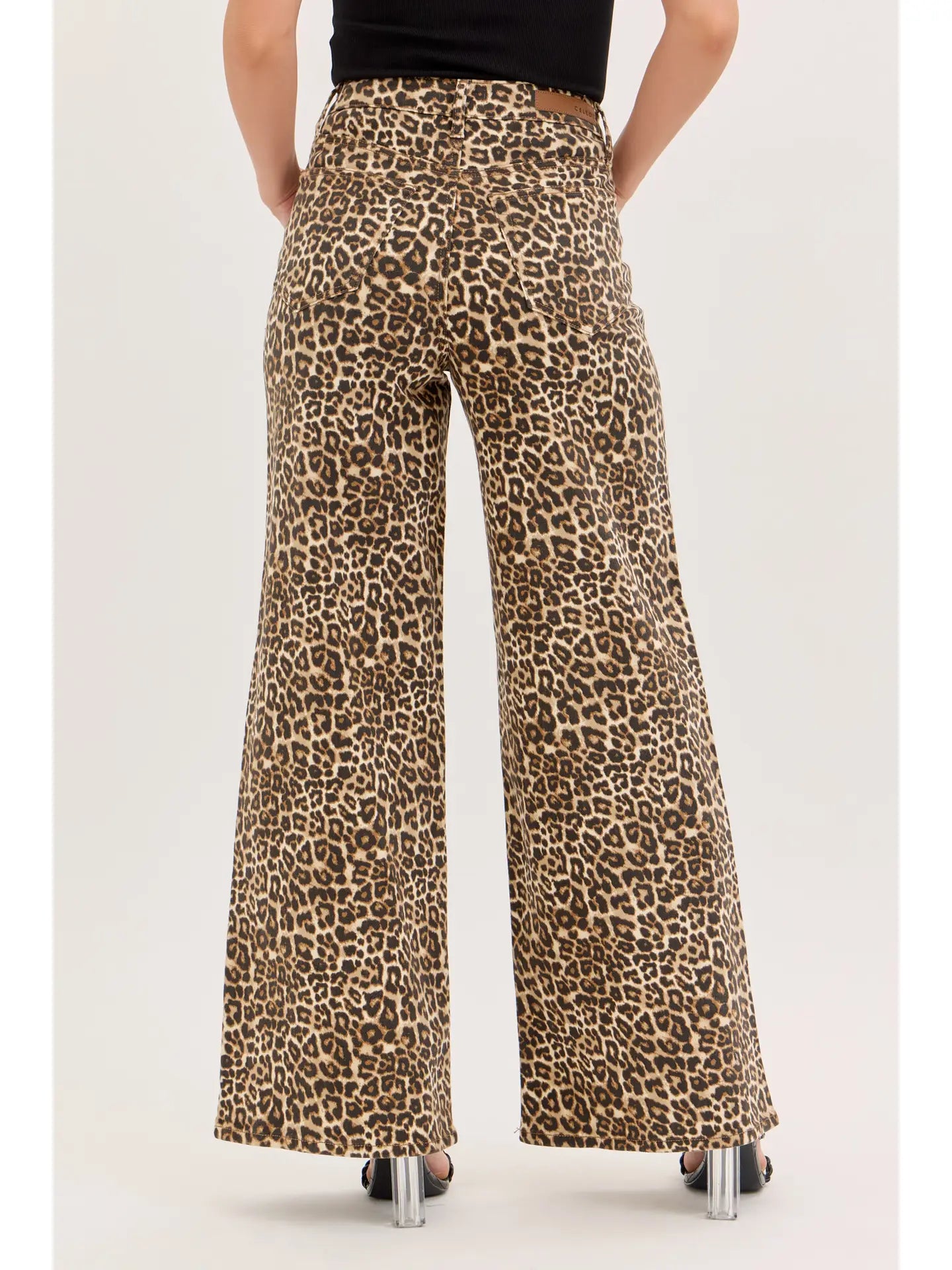 Leopard High Rise Wide Leg Jeans