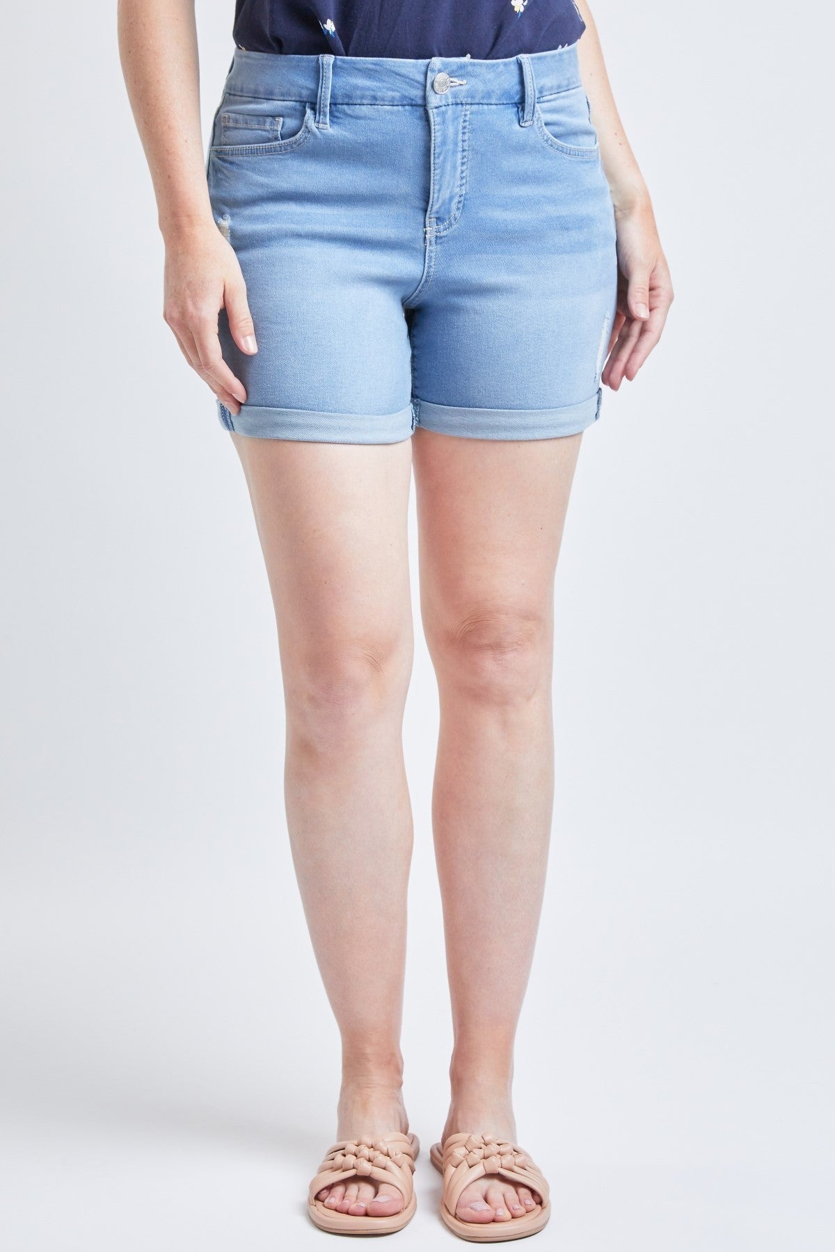 Light Wash Cuffed Denim Shorts