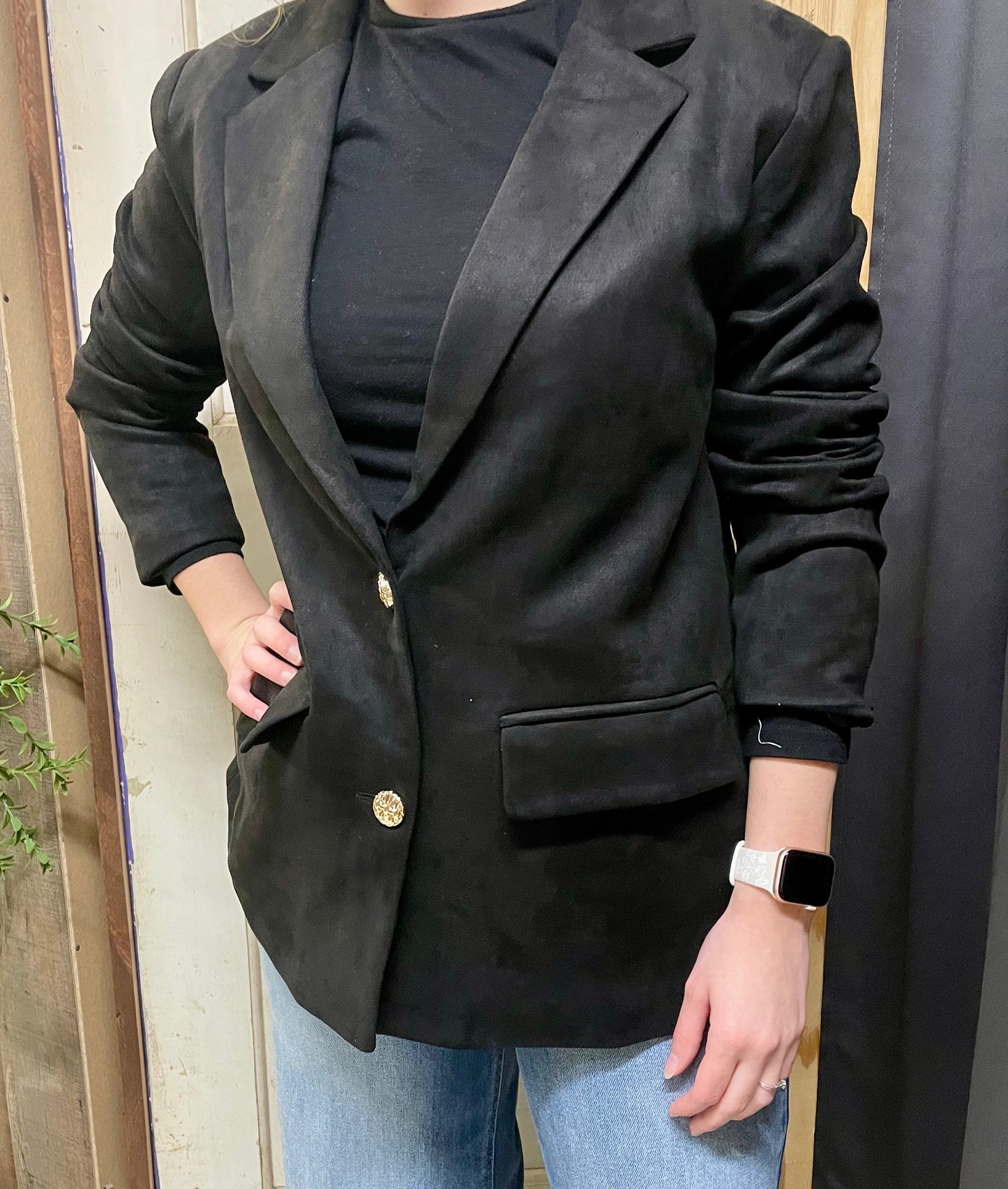 Two Button Suede Blazer