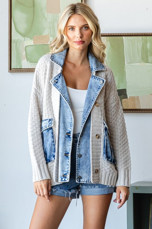 Denim Sweater Jacket