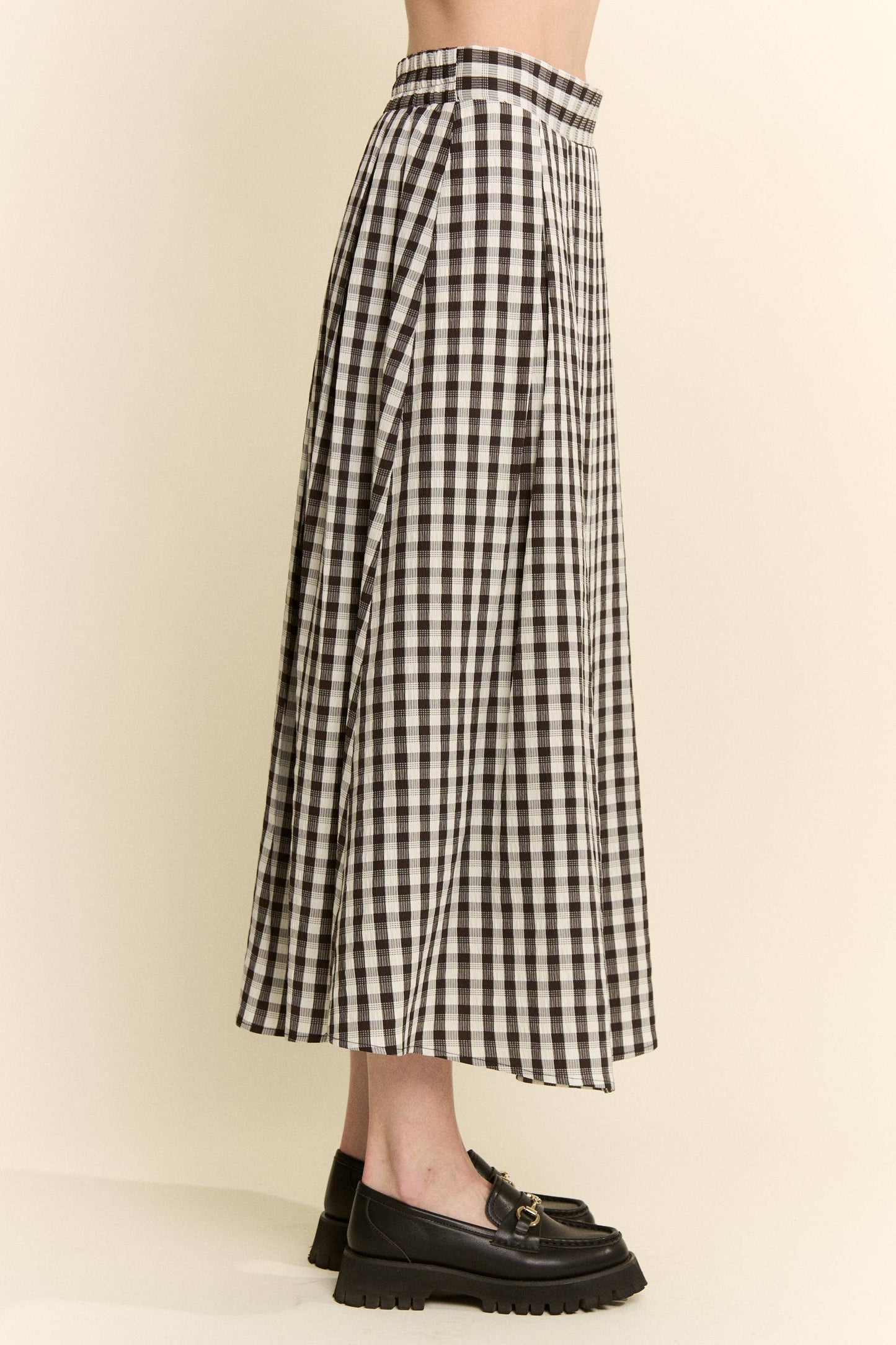 Gingham Check Pleated Skirt