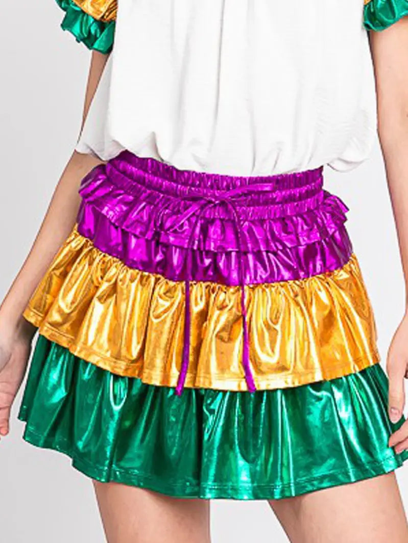 Mardi Gras Foil Skort