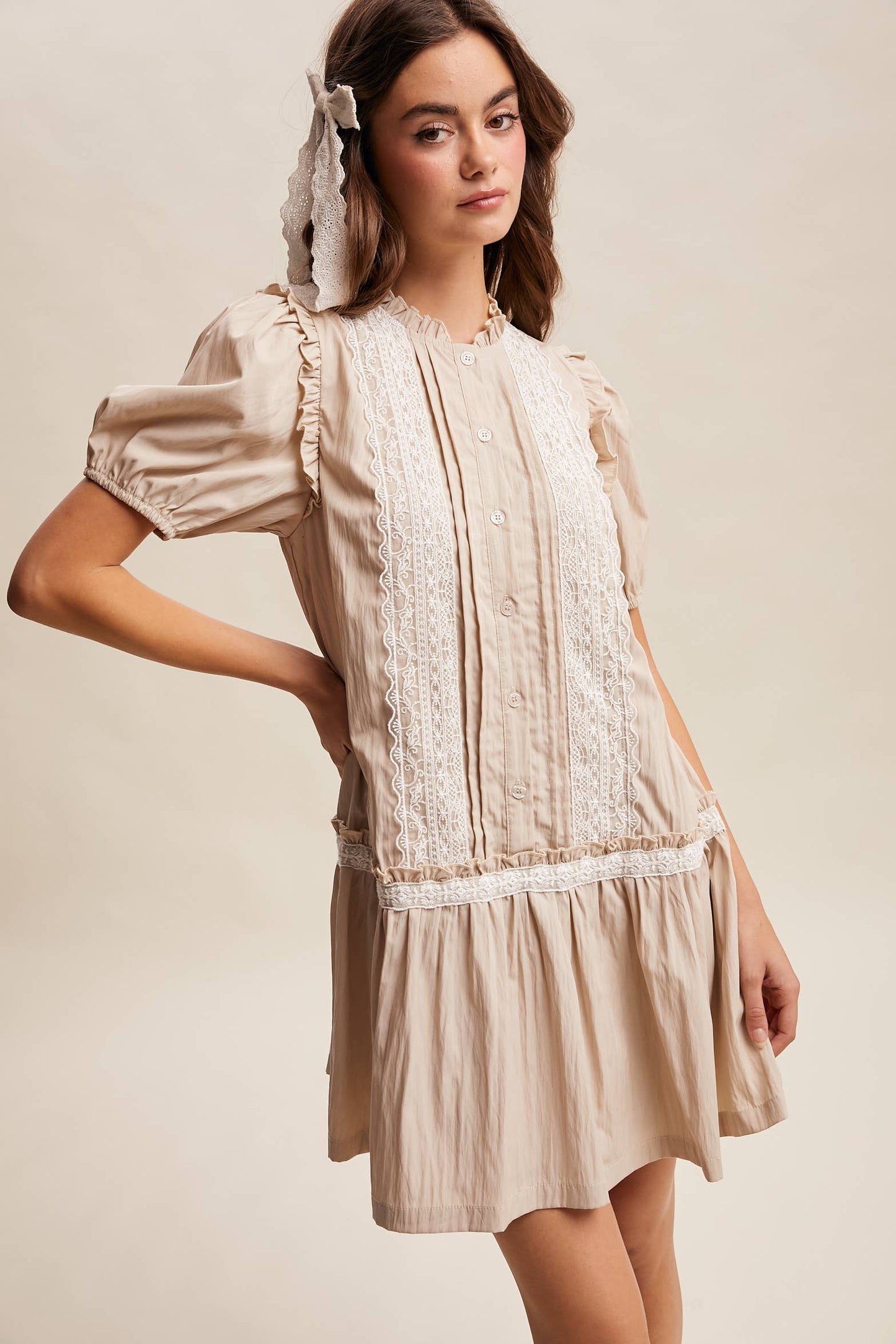 Lace Trimmed Babydoll Dress