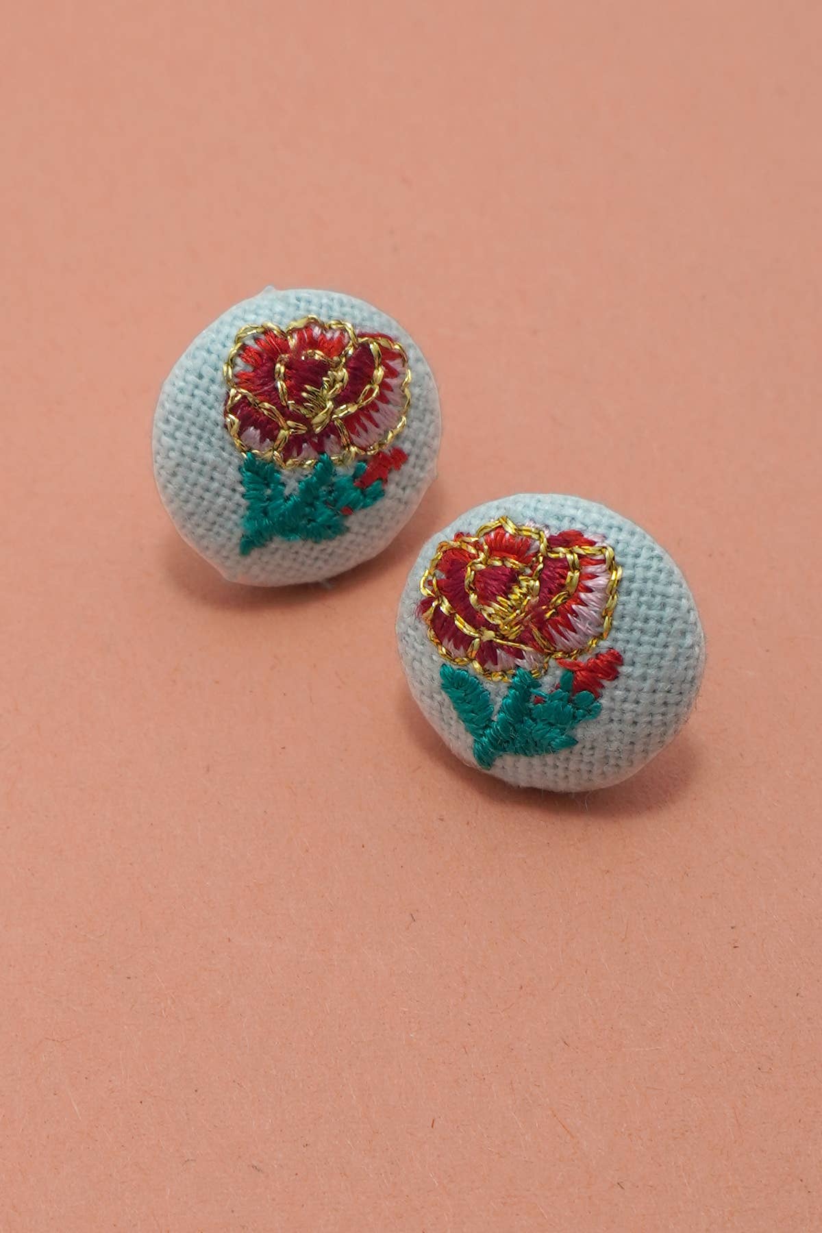 EMBROIDERY FLORAL STUD EARRINGS