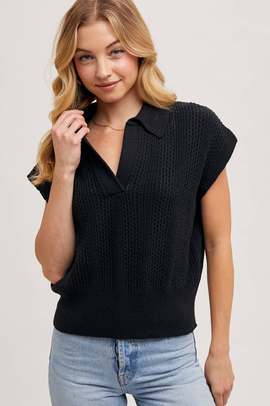 Ribbed Polo Sweater
