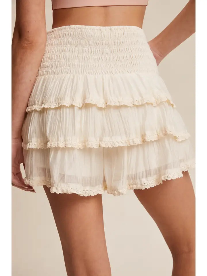 Frilly Smocked Tiered Shorts