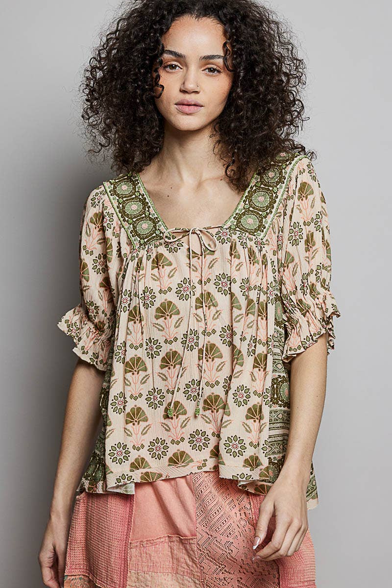 Olive Grove Babydoll Top