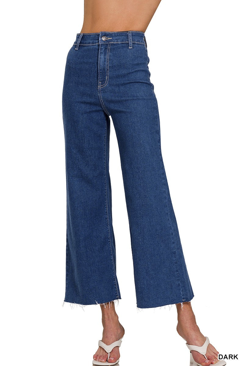 High Waist Wide Leg Straight Denim Pants