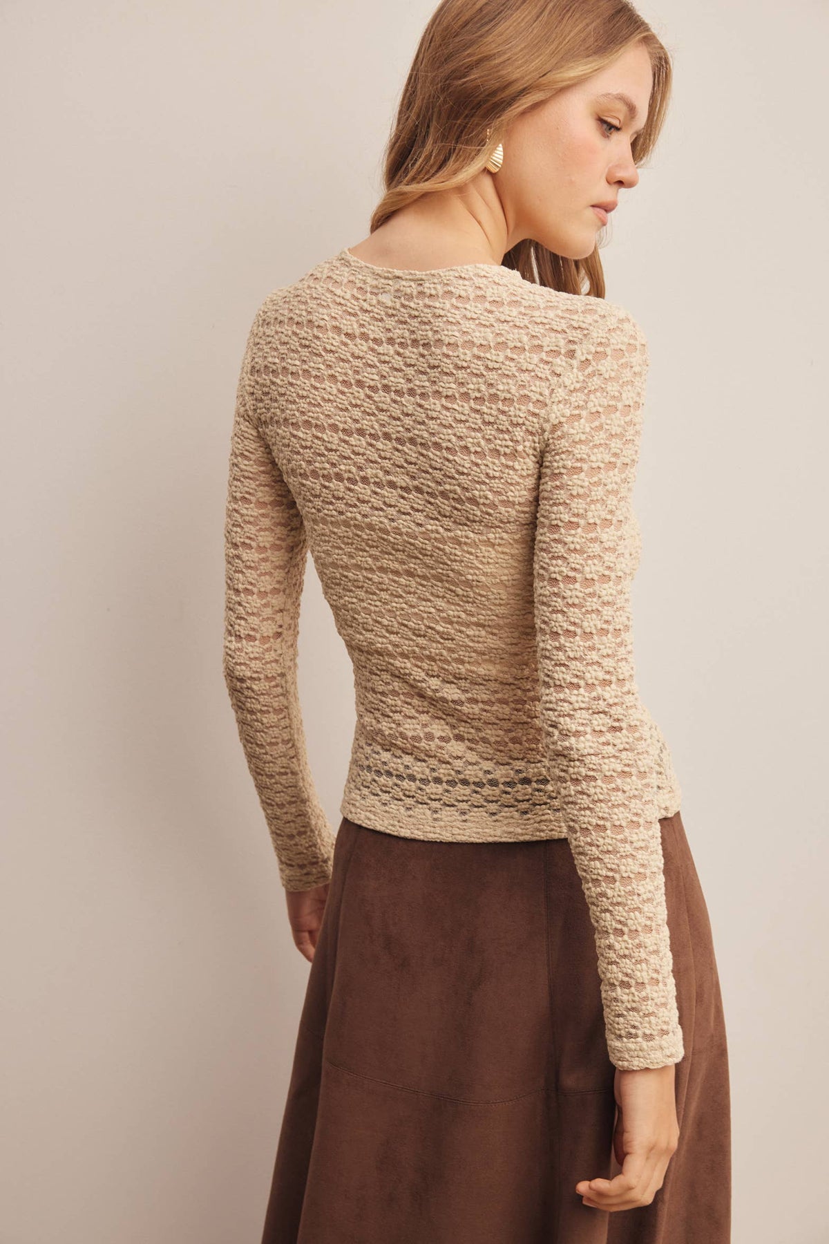 Stretch Floral Lace Knit Top