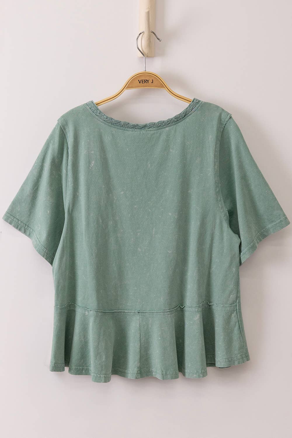 Mineral Washed V-Neck Girly Top