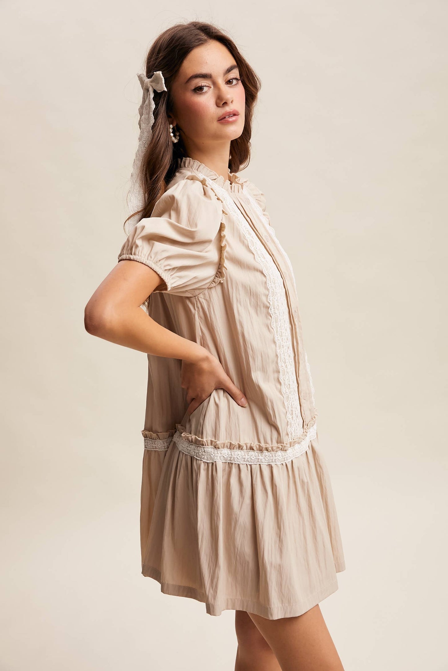 Lace Trimmed Babydoll Dress