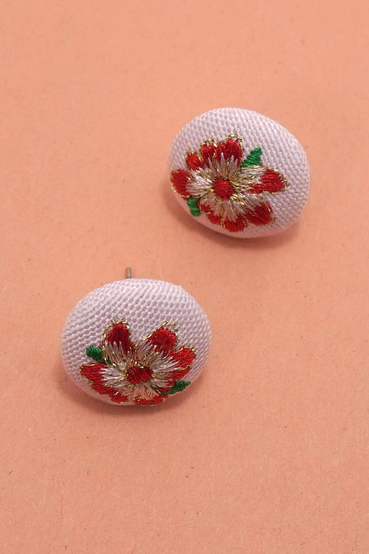 EMBROIDERY FLORAL STUD EARRINGS