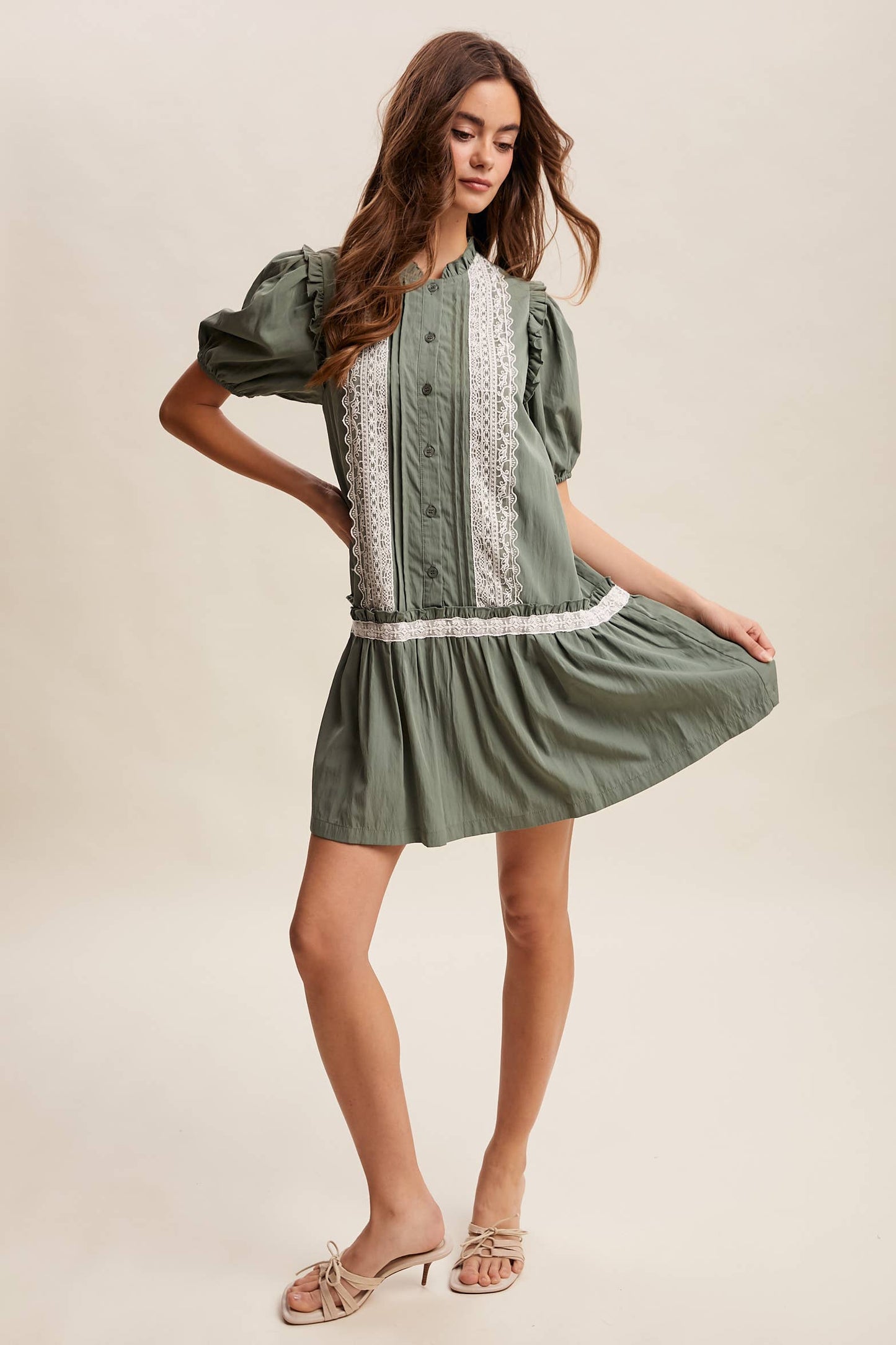 Lace Trimmed Babydoll Dress