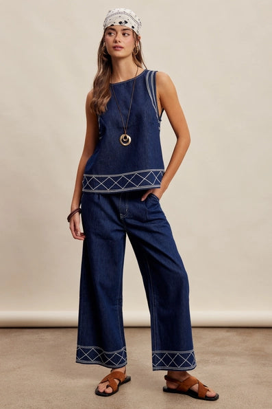 Stitched Denim Set