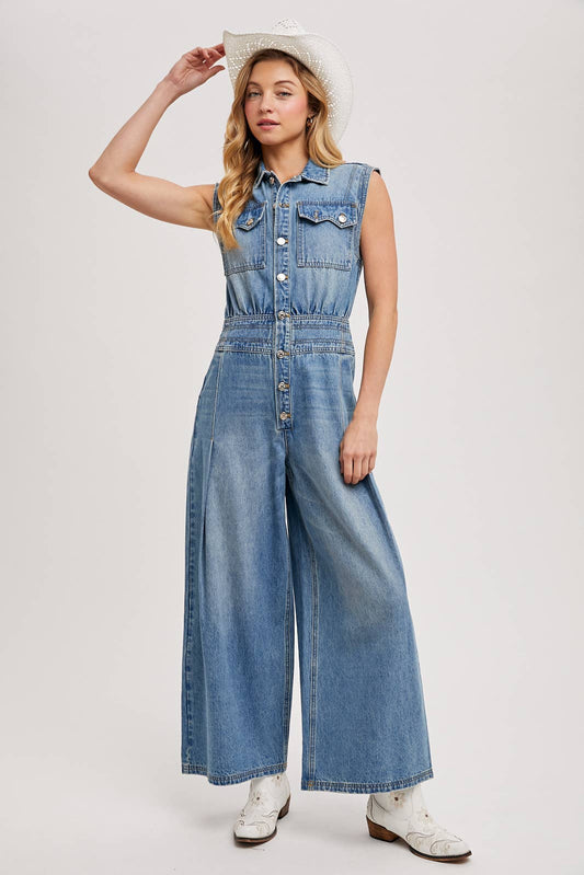 Denim Sleeveless Jumpsuit