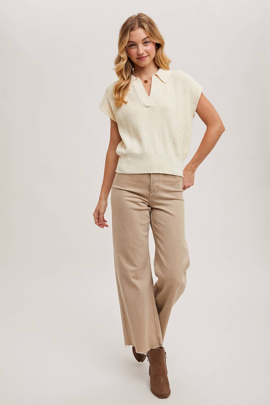 Ribbed Polo Sweater