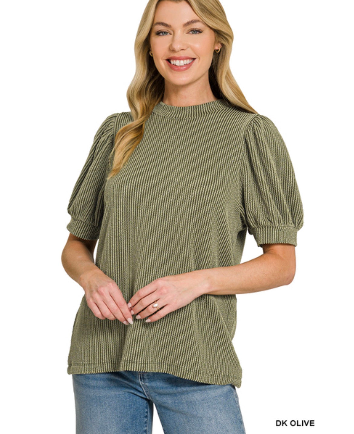 Everyday Ribbed Puff Sleeve Top