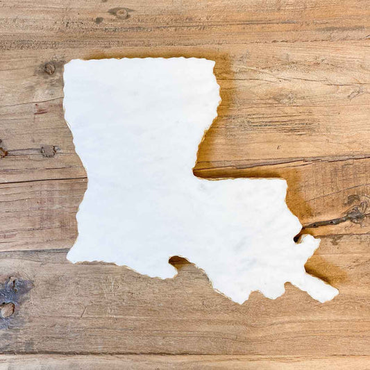 Louisiana Shaped Marble Serving Board   White/Gold   8x10x0.5