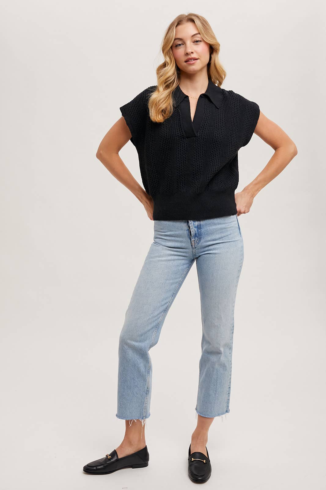 Ribbed Polo Sweater