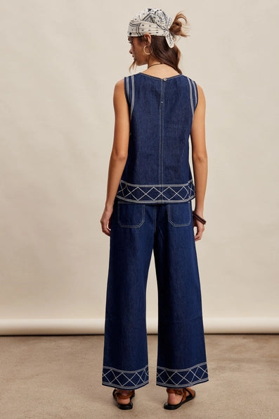 Stitched Denim Set