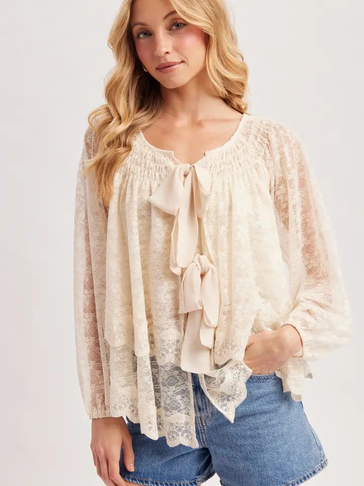 Layered Lace Tie Top