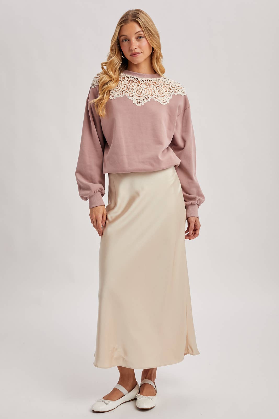 Crochet Trim French Terry Top