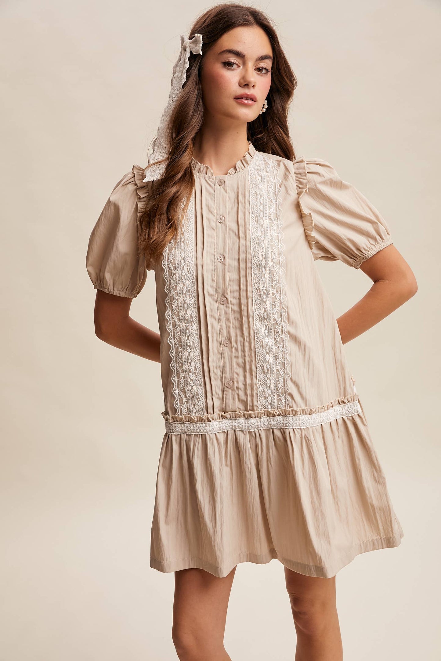 Lace Trimmed Babydoll Dress
