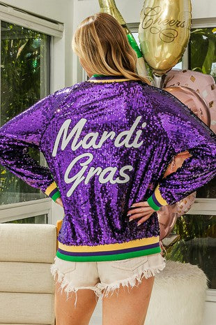 Mardi Gras Sequin Bomber Jacket