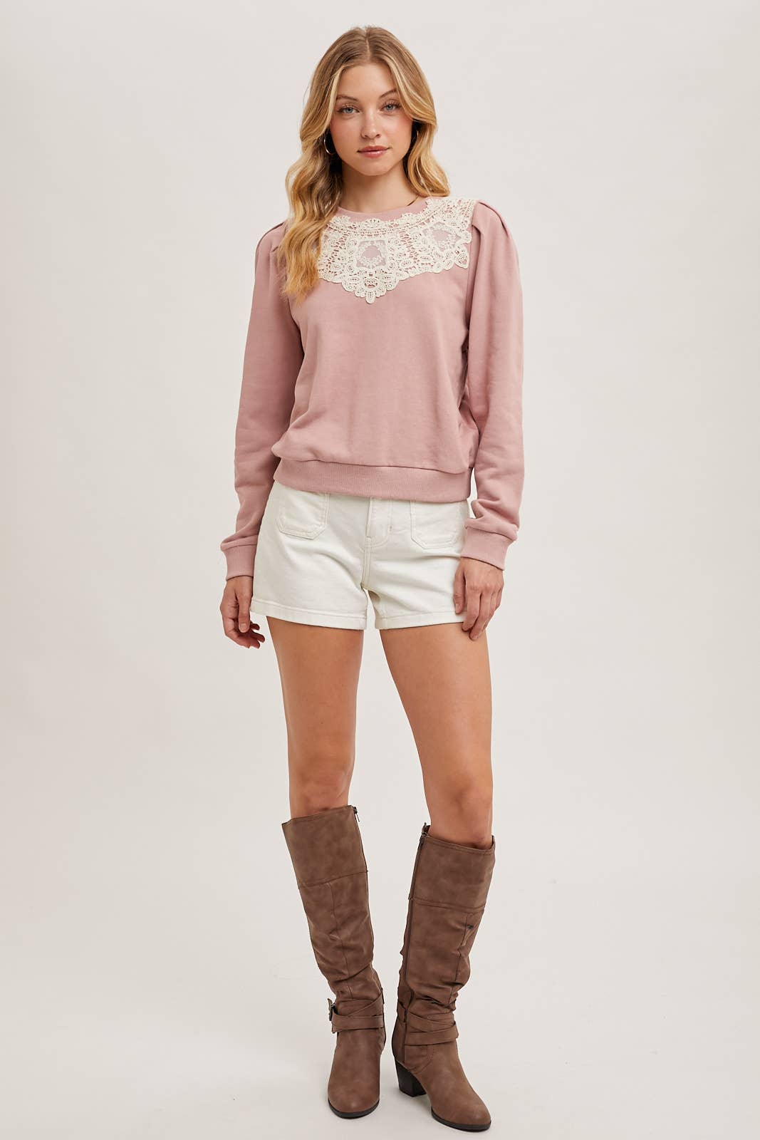 Crochet Trim French Terry Sweatshirt