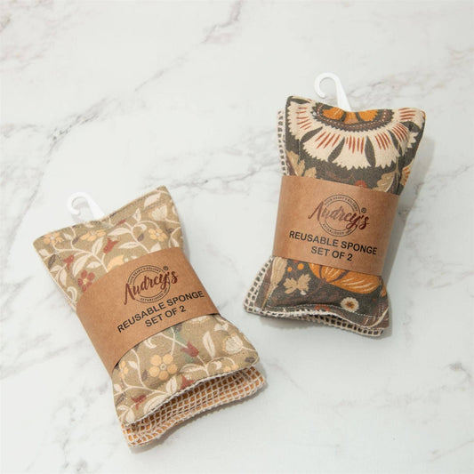 Reusable Fabric Sponges - Neutral Floral (Pk/06 Pr)