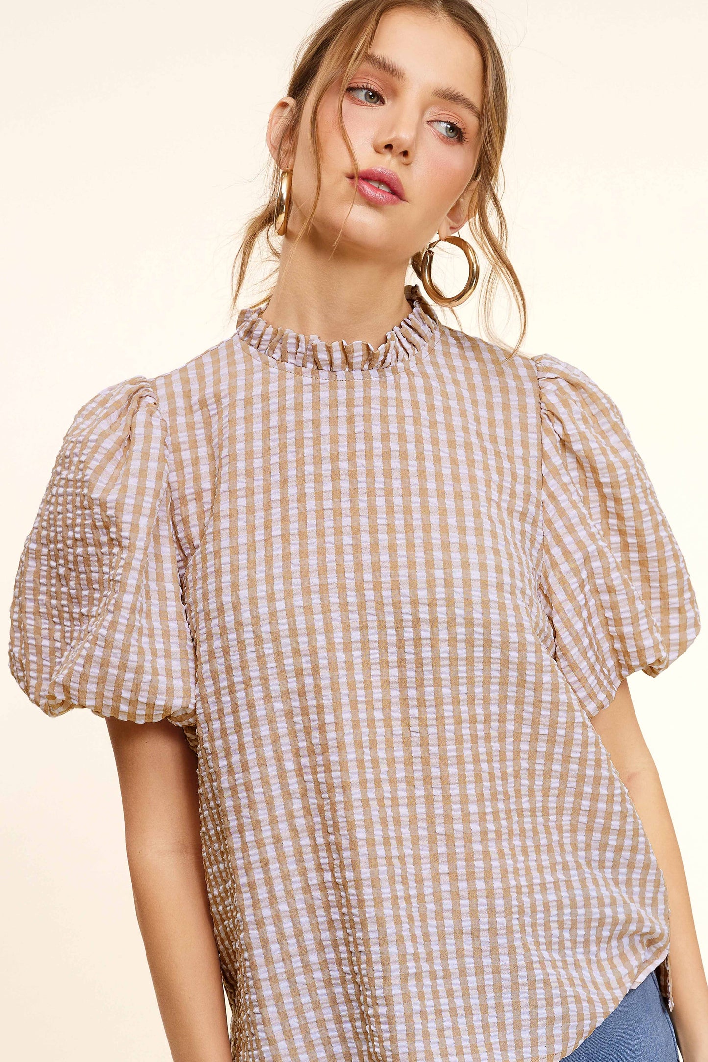 Gingham Lovely Puff Sleeve Top