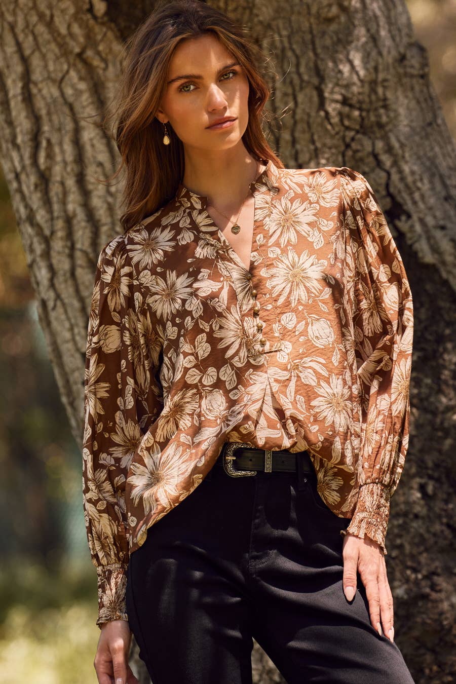 Sheer Floral Printed Blouse