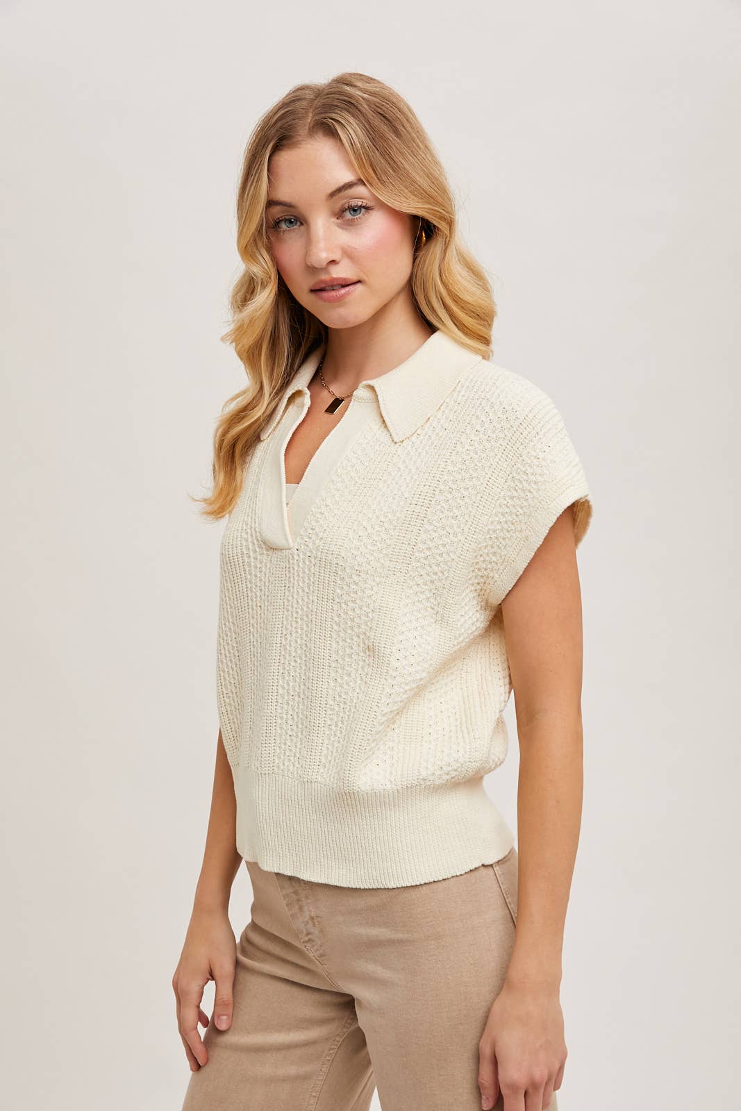 Ribbed Polo Sweater